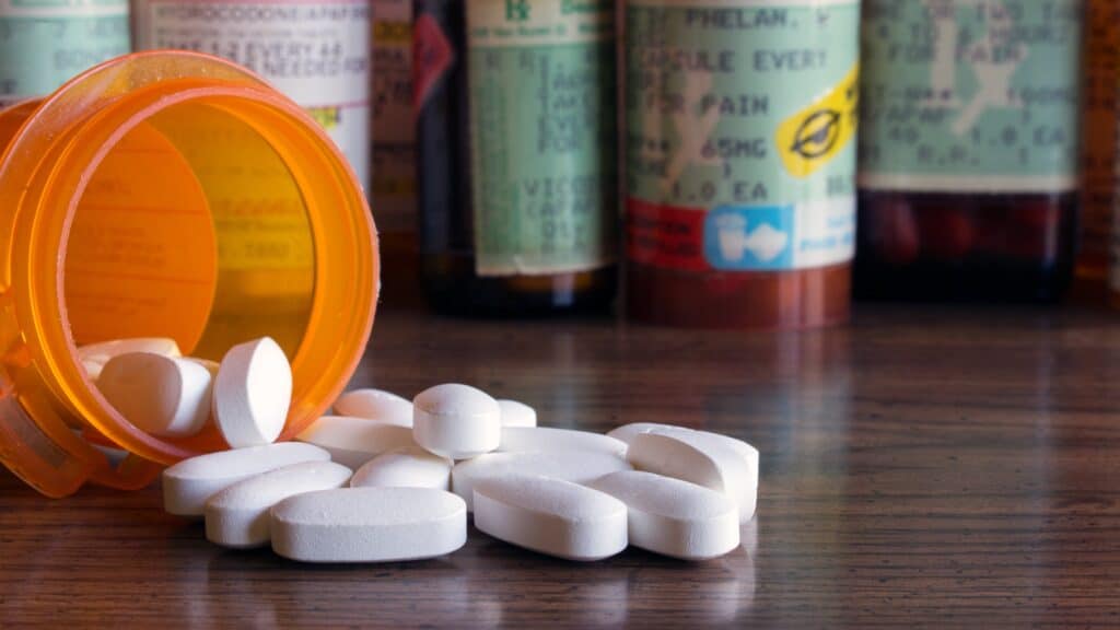 prescription drug bottles and pills