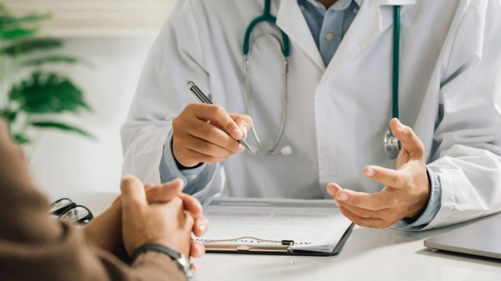 Medical provider guiding a client during detox in Pompano Beach, Florida.
