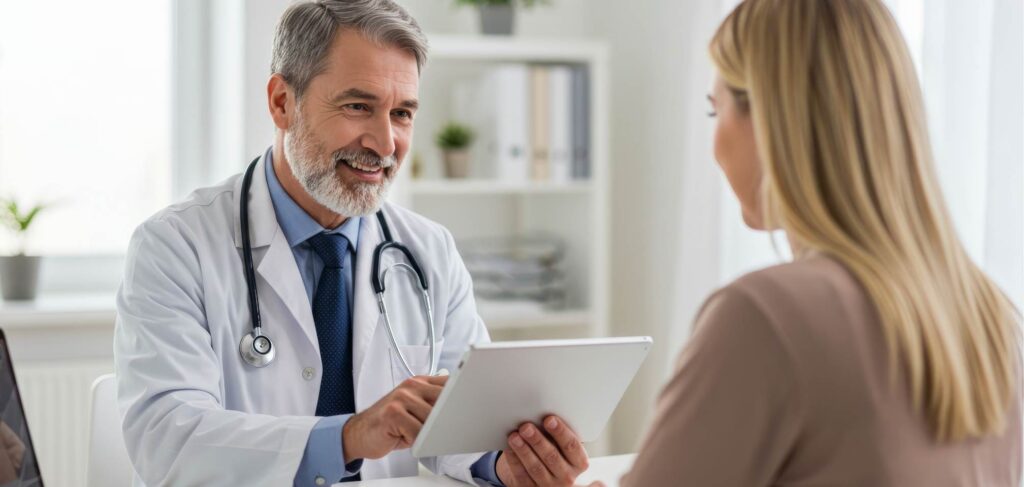 Doctor guiding a client through drug detox in Pompano Beach.