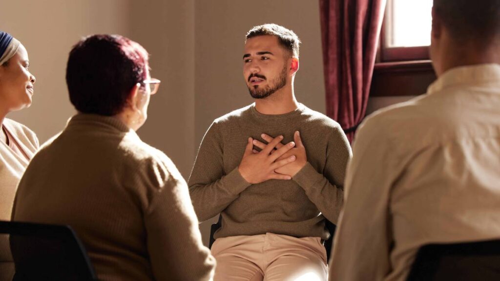 Group counseling session during meth detox in Pompano Beach, FL.