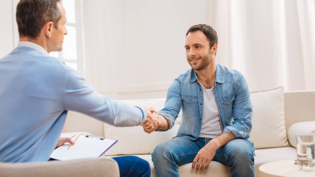 Client starting therapy to support recovery at a drug detox in Pompano Beach, Florida.