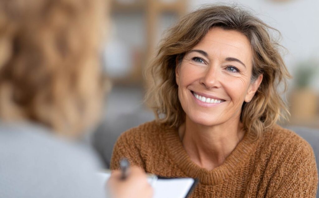 Woman in one-on-one intake session at a Miami detox center in Florida.