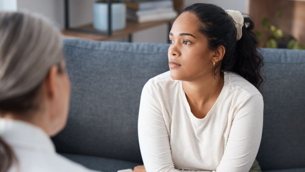 A woman inquires about opioid detox in Pompano Beach, FL