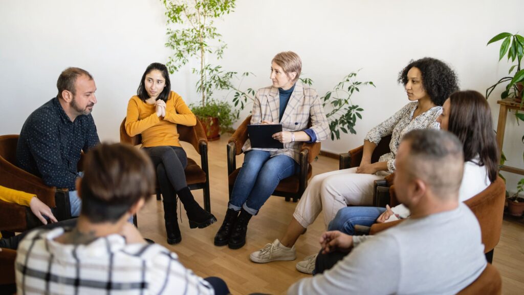 Group therapy supporting recovery after Vyvanse detox in Pompano Beach.