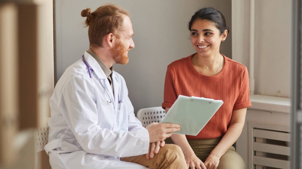 Woman consulting a professional about the bupropion withdrawal timeline.