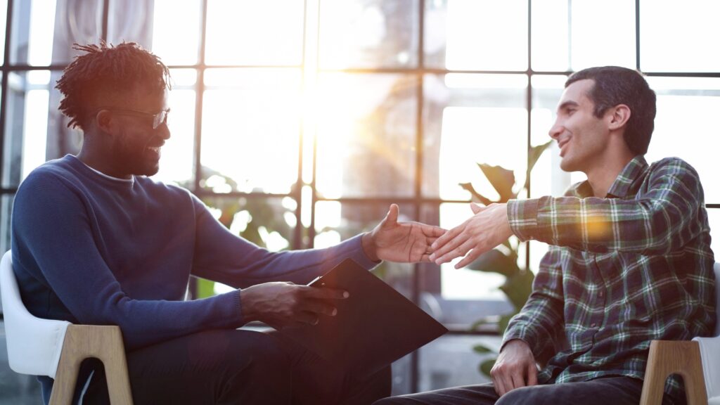 A man talks to his therapist about options for aftercare after completing Klonopin detox in Pompano Beach, FL.