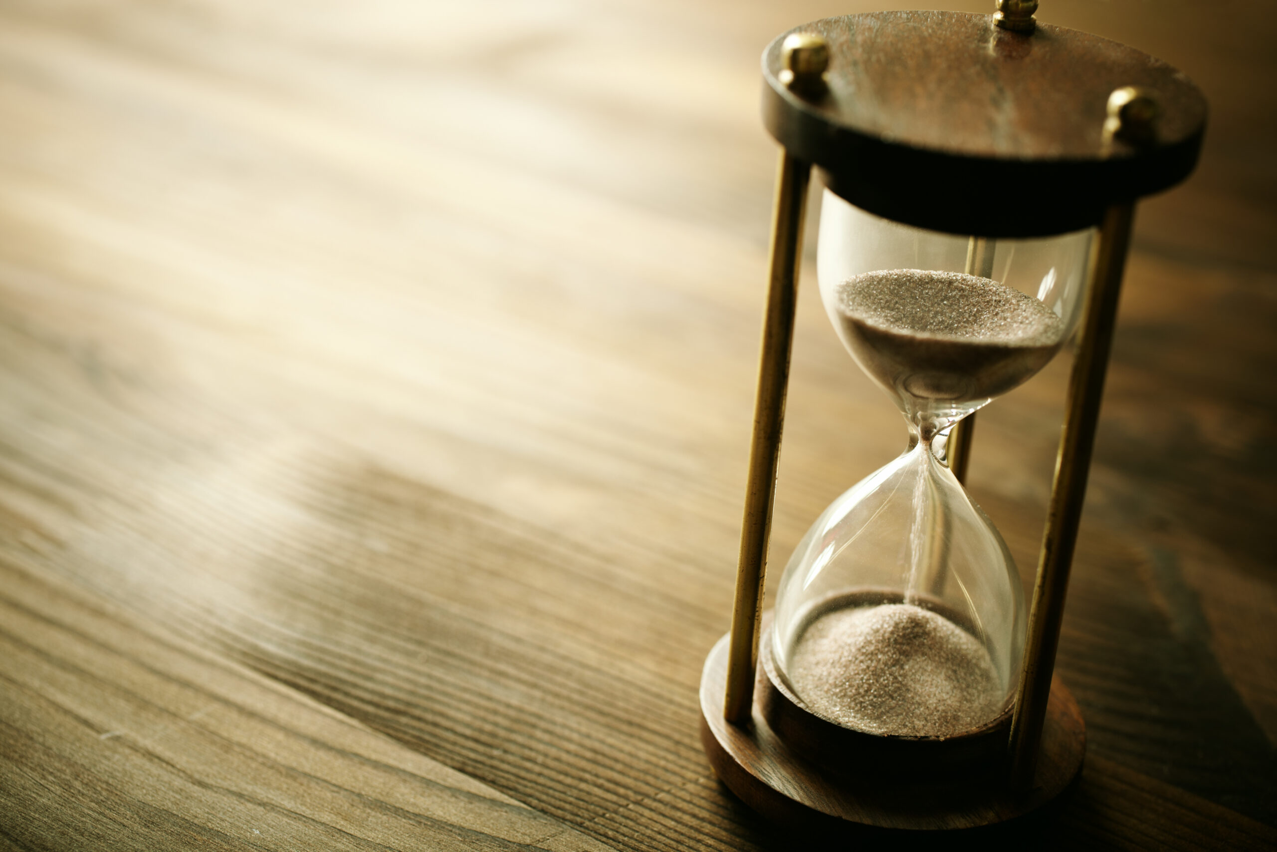 An hourglass representing how long does Adderall stay in your system as time passes.