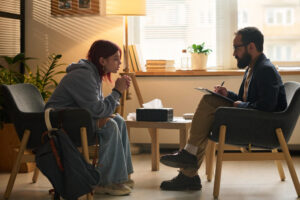 Patient speaking with counselor during Ritalin detox in Pompano Beach FL session