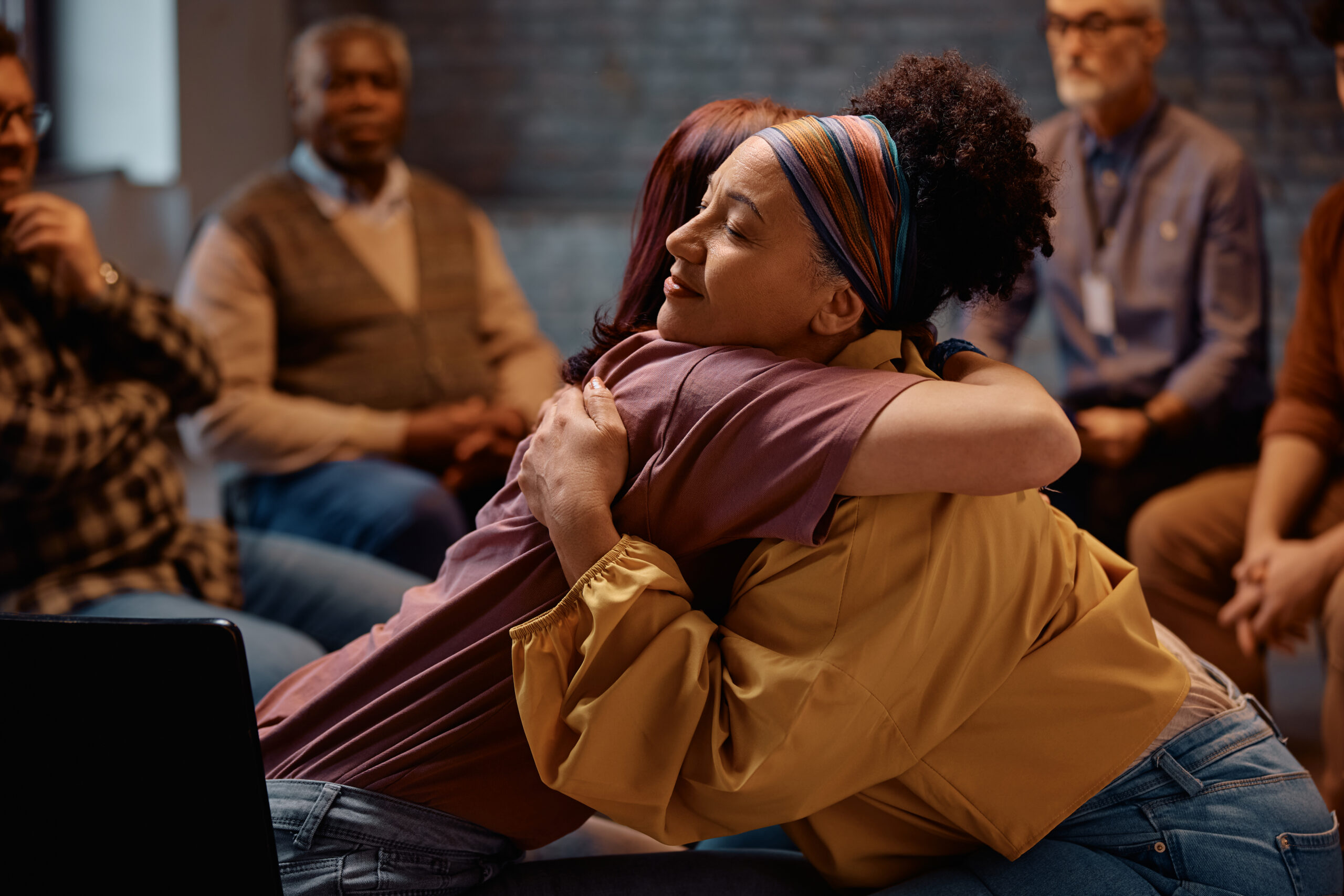 woman being comforted from Ativan Addiction